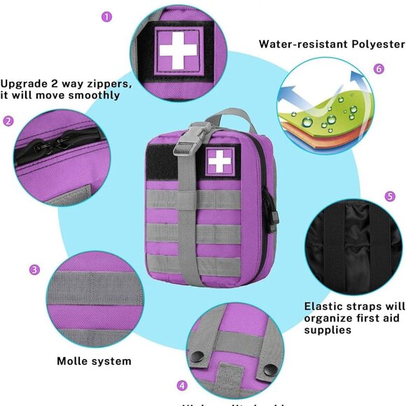 Tactical Molle Utility Pouch + Medical Patch + USA Flag for Camping Hiking Pouch - Picture 4 of 6